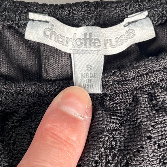 Charlotte Russe Off Shoulder Top Women's Small Black Lace Prairie Whimsygoth SEE - Picture 7 of 8